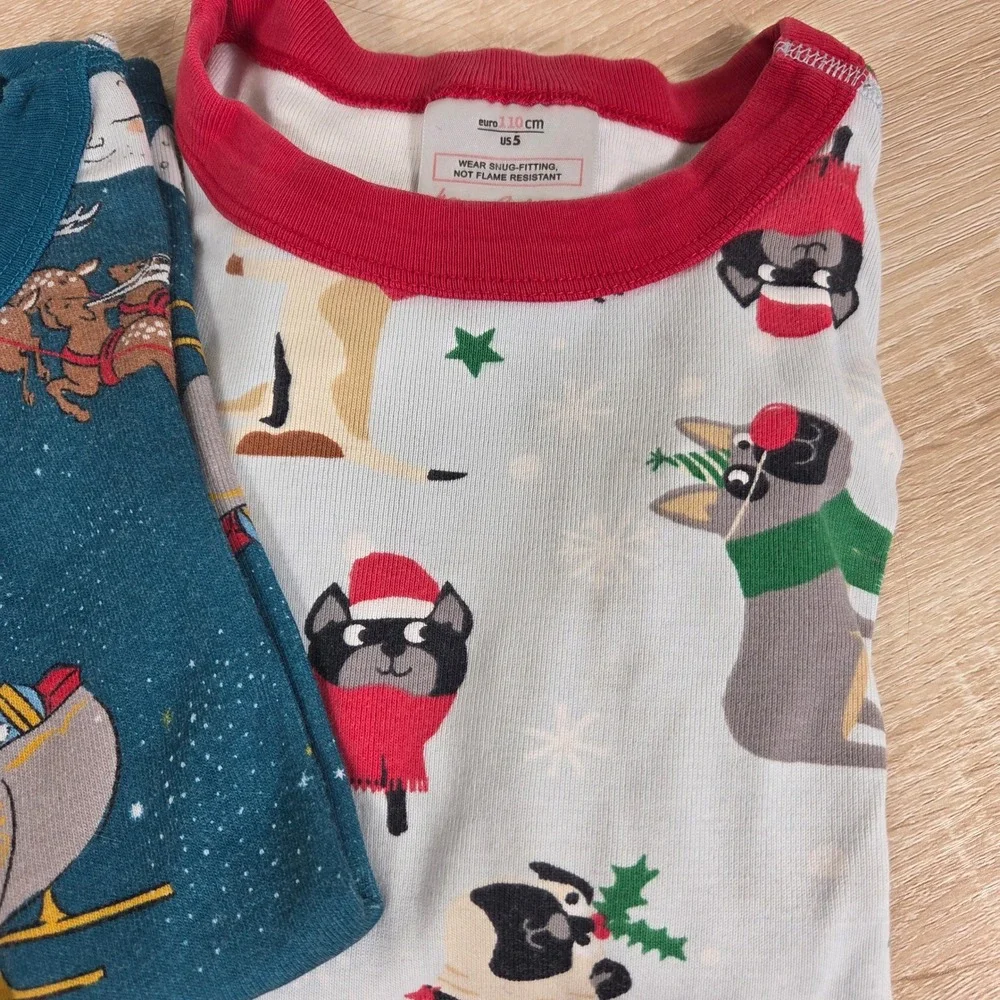 Hanna Andersson Holiday Pajama Top Lot Kids US 5 110 Christmas Organic Cotton